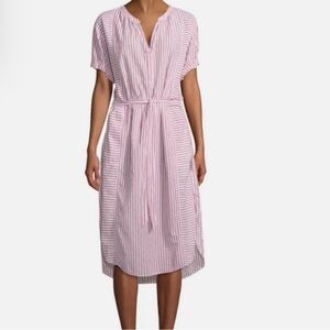 Xirena Chennedy V-Neck Short Sleeve Striped Seersucker Midi Dress size S